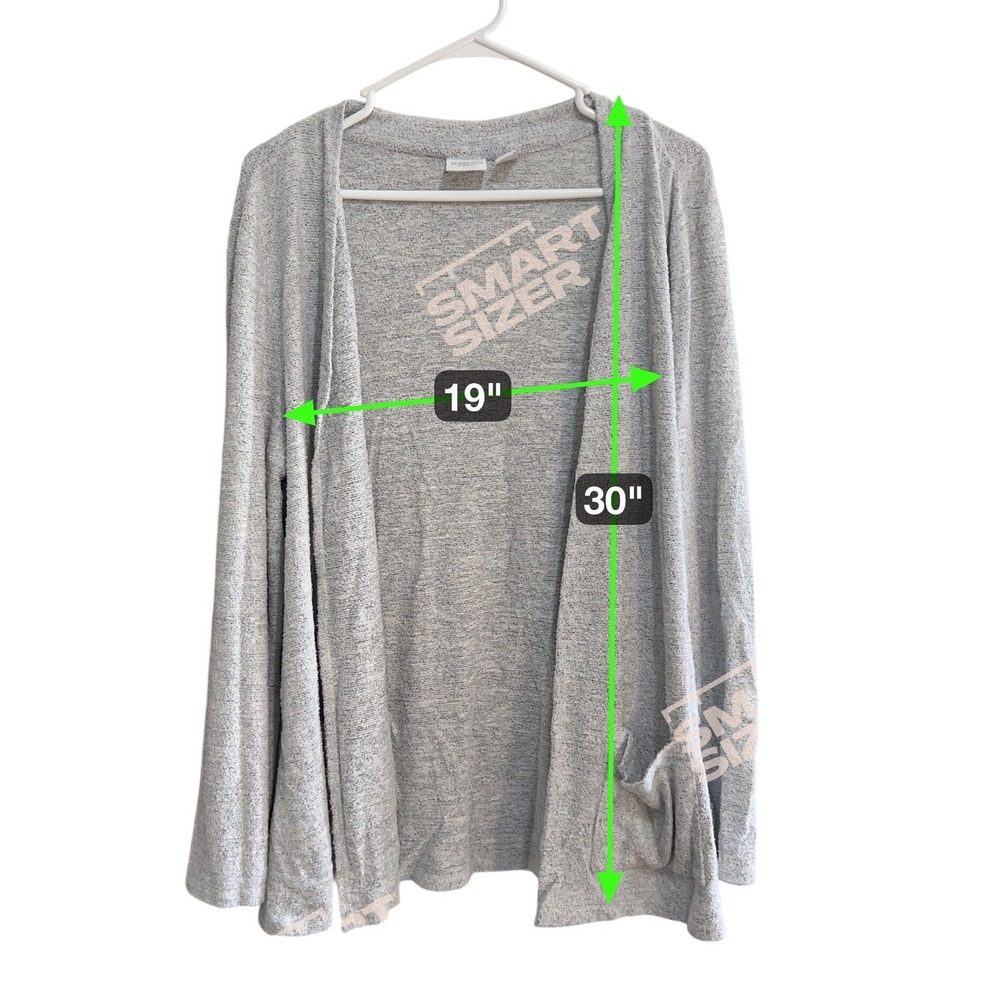 Weekends by Chico's Gray Heathered Knit Cardigan Sweater Pockets Sz 3 XL Lounge - Picture 5 of 6